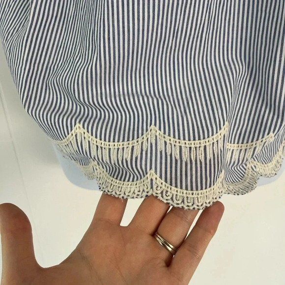 NWT BLACK TAPE_/ 100% cotton baby doll blouse/ White & blue stripes/ Size US L - Picture 6 of 14